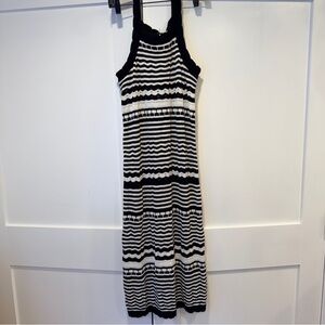 Joie Black and White Striped Knit Maxi Dress